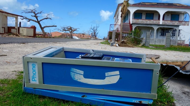 In the background, the office of the Barbuda Council in Codrington 