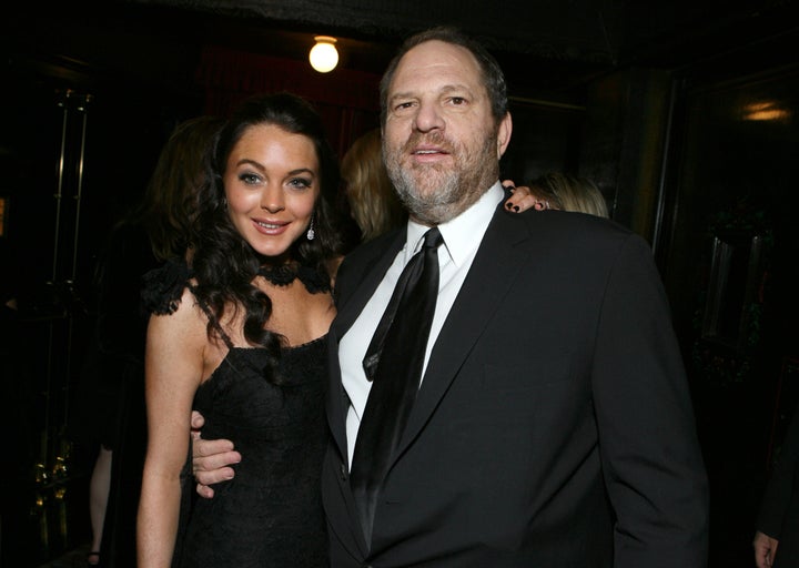 Lindsay Lohan and Harvey Weinstein at the premiere of