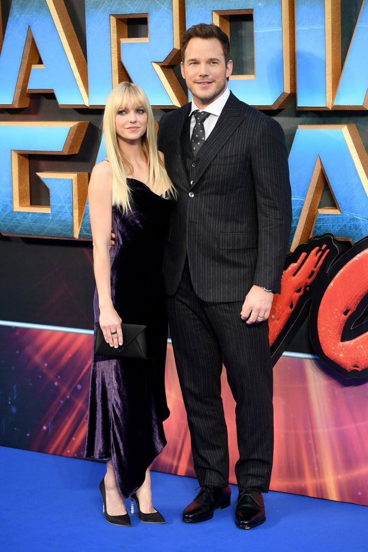 Chris Pratt and Anna Faris pictured at the "Guardians of the Galaxy Vol. 2" premiere. 