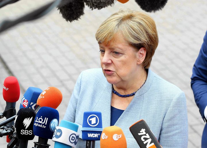 Angela Merkel in front of the cameras at the summit in Brussels