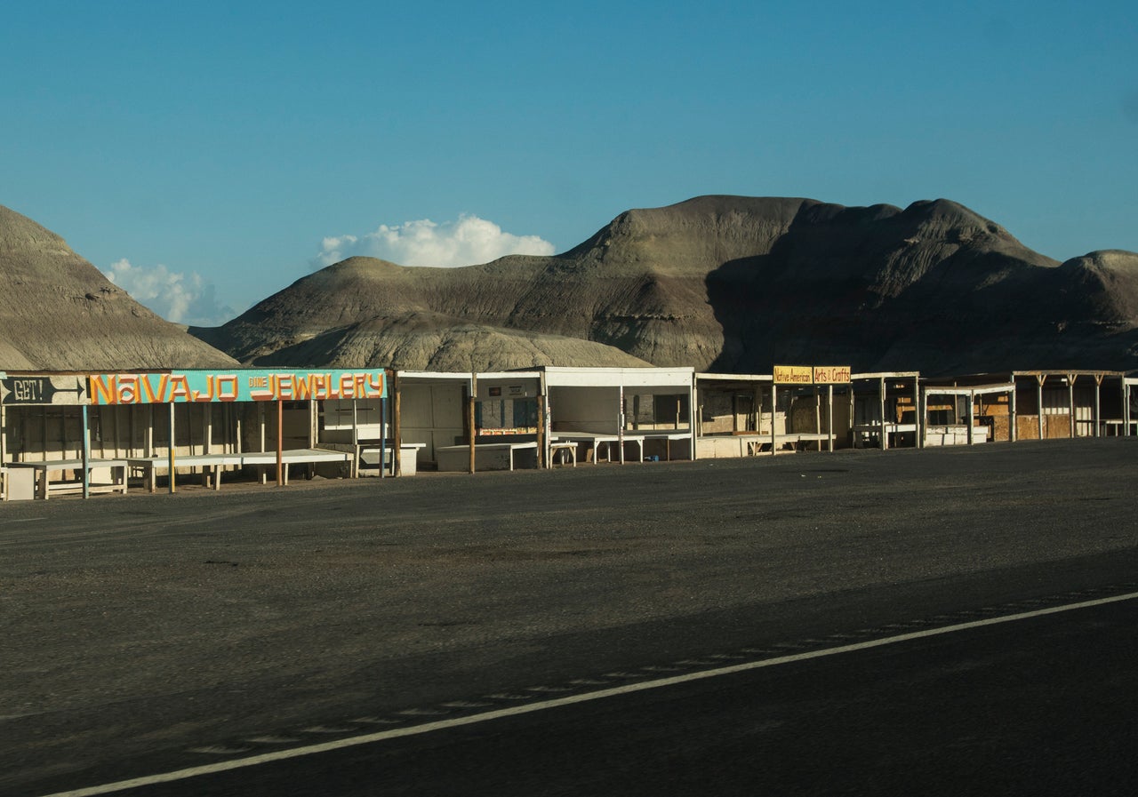 Navajo women sell jewelry near Page.