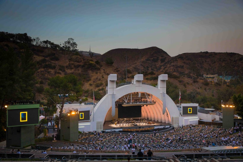The Hollywood Bowl is known for its band shell, a distinctive set of concentric arches that graced the site from 1929 through