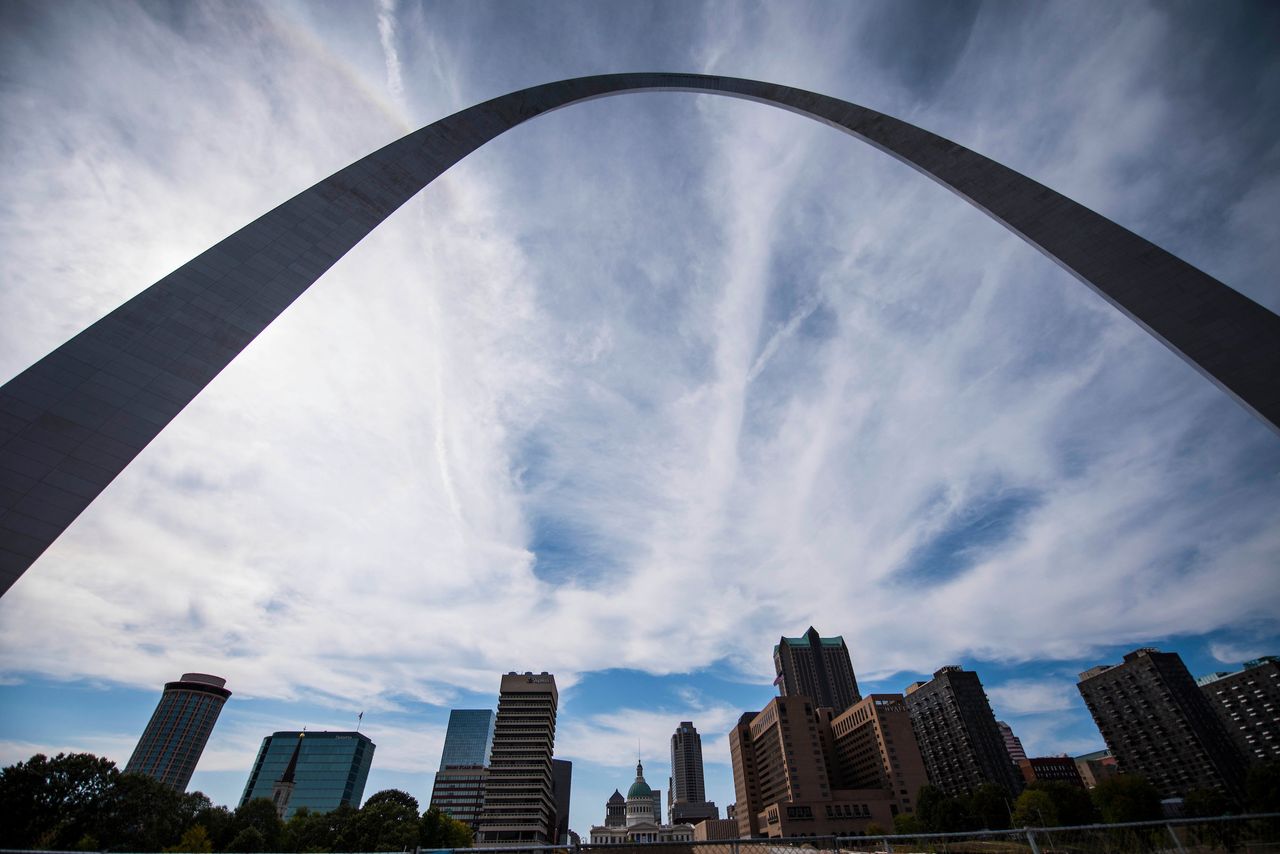 The Arch over downtown St Louis.