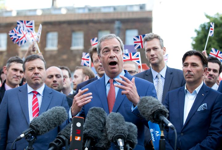 Arron Banks (left) with UKIP leader Nigel Farage the day after the Brexit vote