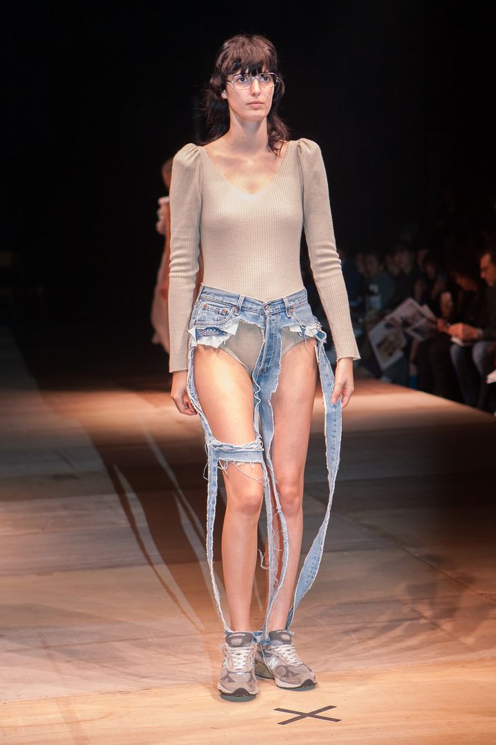 Designer Thibaut unveiled an ultra-revealing pair of jeans on Thursday.