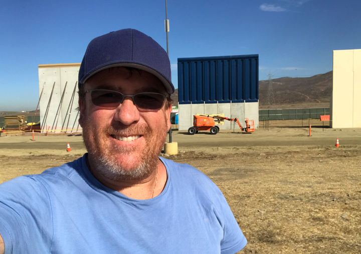 Be Less Stupid host, Jon Hotchkiss @ Border Wall prototypes construction (Otay Mesa, CA)