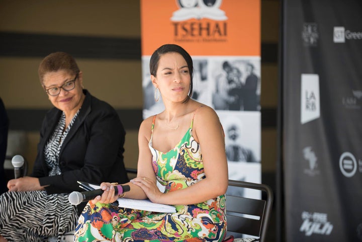 With Karen Bass and Angela Rye at The Vision Theatre. 