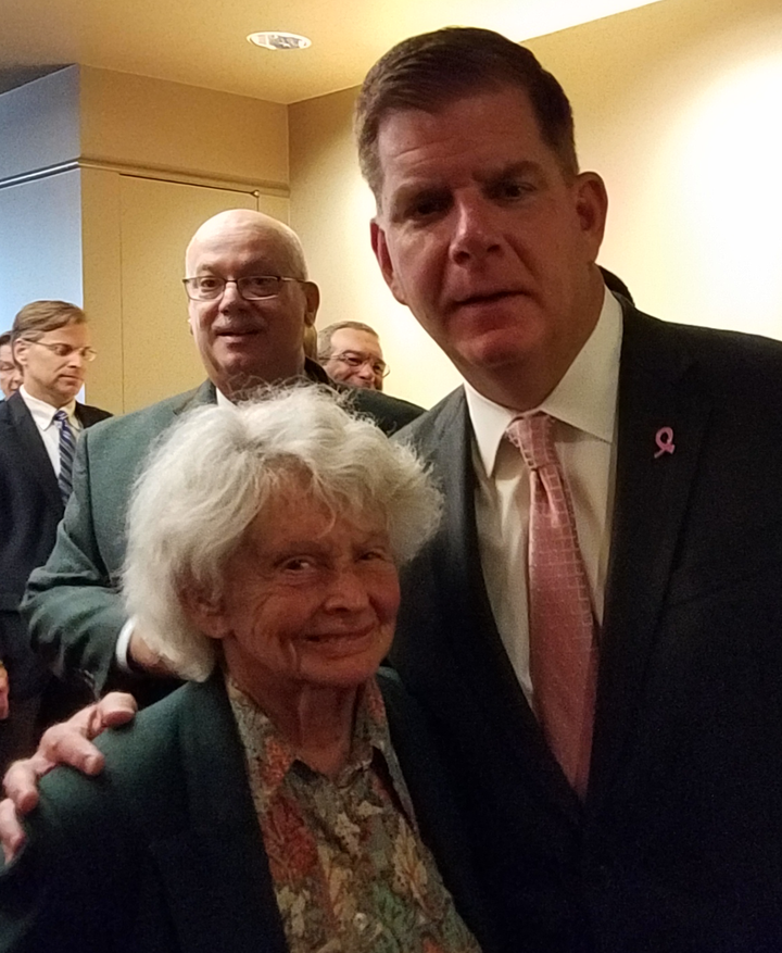 <p>Boston Mayor Marty Walsh with Holocaust survivor Margot Segall-Blank</p>