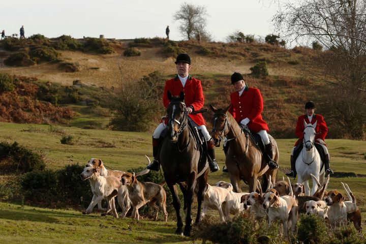People conduct a trail hunt on Boxing Day last year