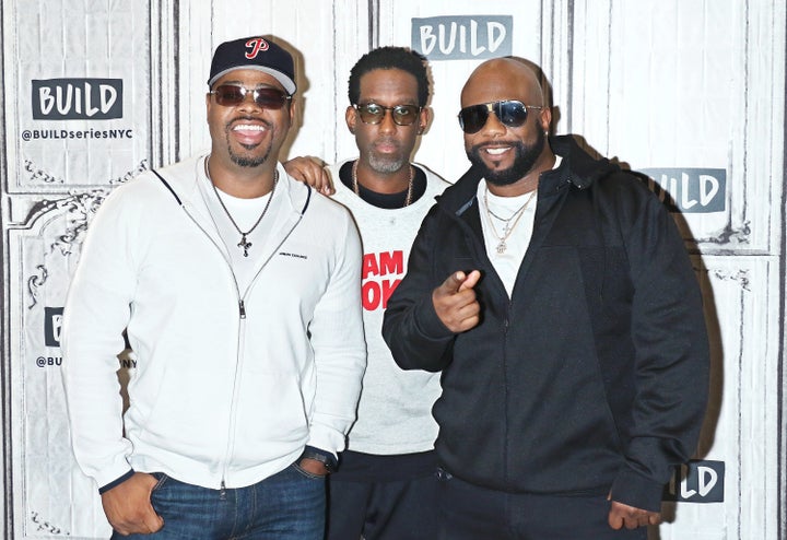 Nathan Morris, Shawn Stockman and Wanya Morris of Boyz II Men attend Build Series on Oct. 19, 2017, in New York.