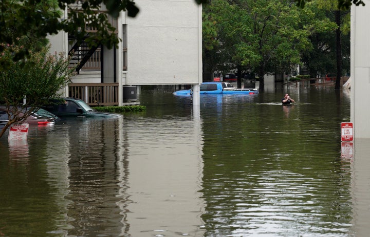 Floodwaters in Dickinson, Texas, on Aug. 28, 2017