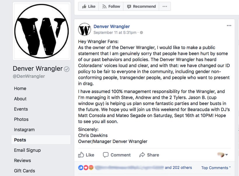 Apology posted by <strong>Denver Wrangle</strong>r owner <em>Chris Dawkins</em>