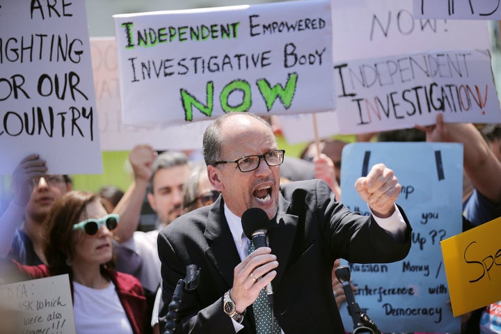 Democratic National Committee Chairman Tom Perez is facing criticism for ousting backers of his former DNC rival.