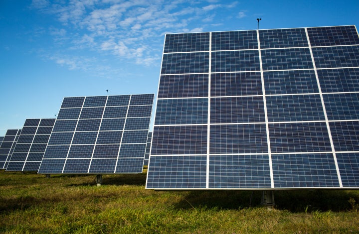 An array of 366 solar tracking devices in South Burlington, Vermont.