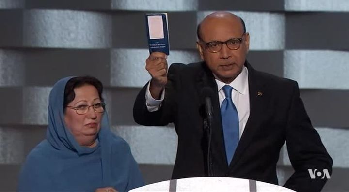 Khizr and Ghazala Khan at the Democratic National Convention in 2016.