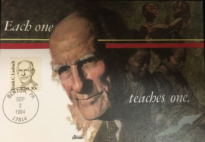 <p>Frank Laubach, the father of the modern worldwide literacy movement, celebrated with his own stamp and postcard.</p>