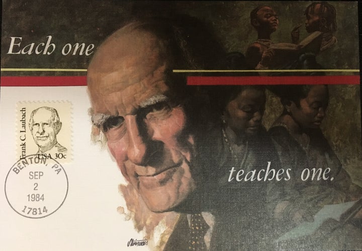 Frank Laubach, the father of the modern worldwide literacy movement, celebrated with his own stamp and postcard.