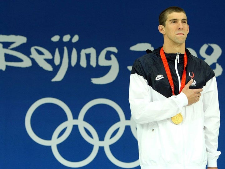 <p>Did he get wet to get that medal?</p>