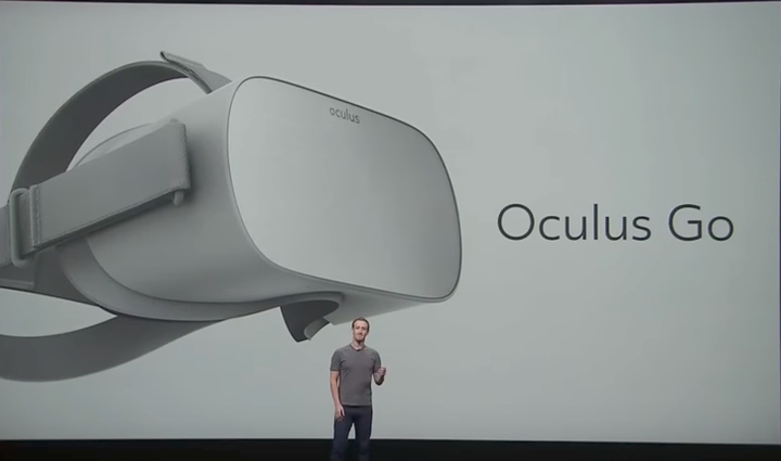 <p>Facebook CEO Mark Zuckerberg announces the new product called Oculus Go within Oculus Connect Keynote on October 11, 2017.</p>