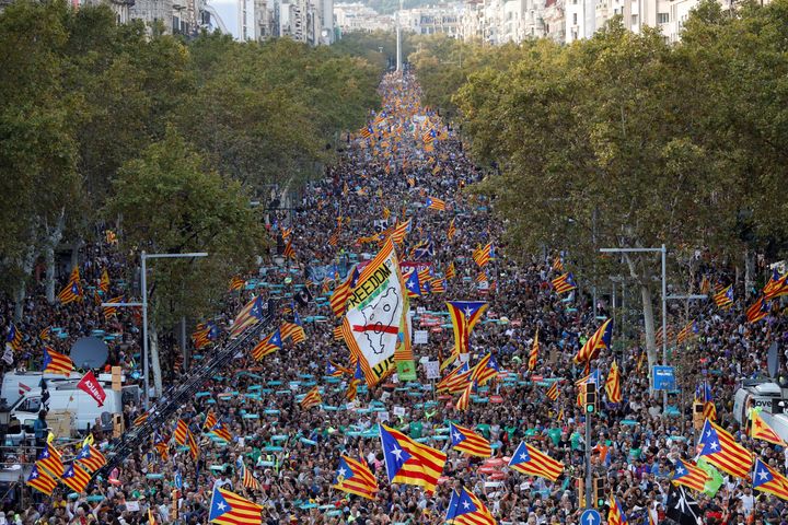 A huge demonstration swept Barcelona on Saturday.