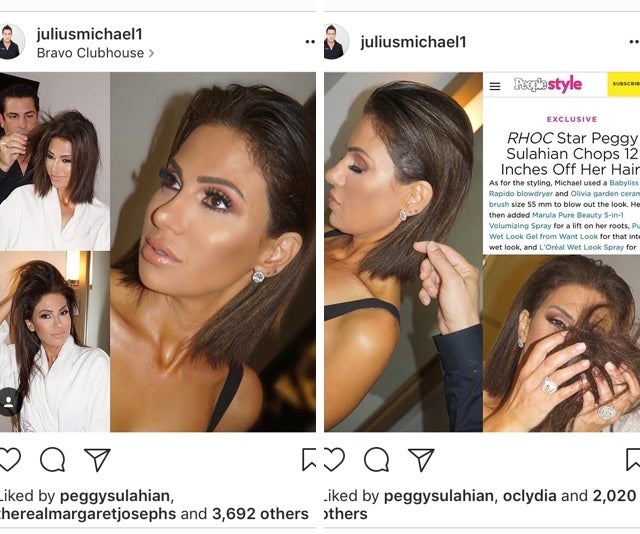 <p>Peggy Sulahian decided on a whim to let Julius Michael chop off 12 inches of hair right before appearing on <em>Watch What Happens Live with Andy Cohen</em>. </p>