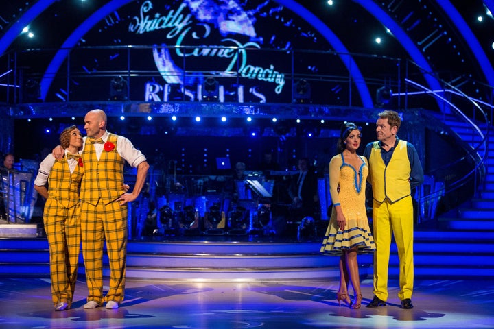 Brian (right) faced Simon Rimmer in the dreaded dance off.