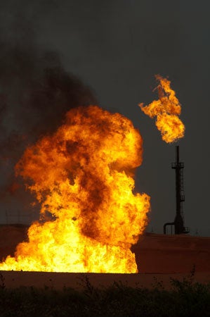 Flares from oil fields in Pointe-Noire, the Republic of the Congo