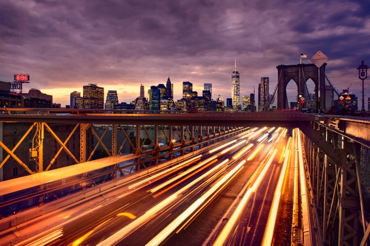 Traffic on the Brooklyn Bridge, one of the currently free bridges that would get a new toll under the proposed Move NY plan.