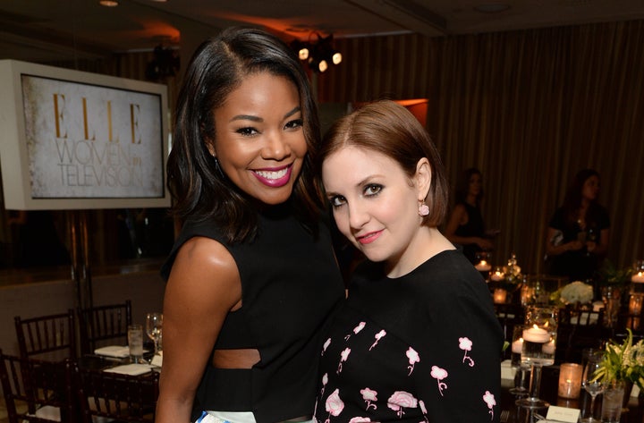 Gabrielle Union and Lena Dunham pose together at ELLE's Annual Women in Television Celebration in January. 