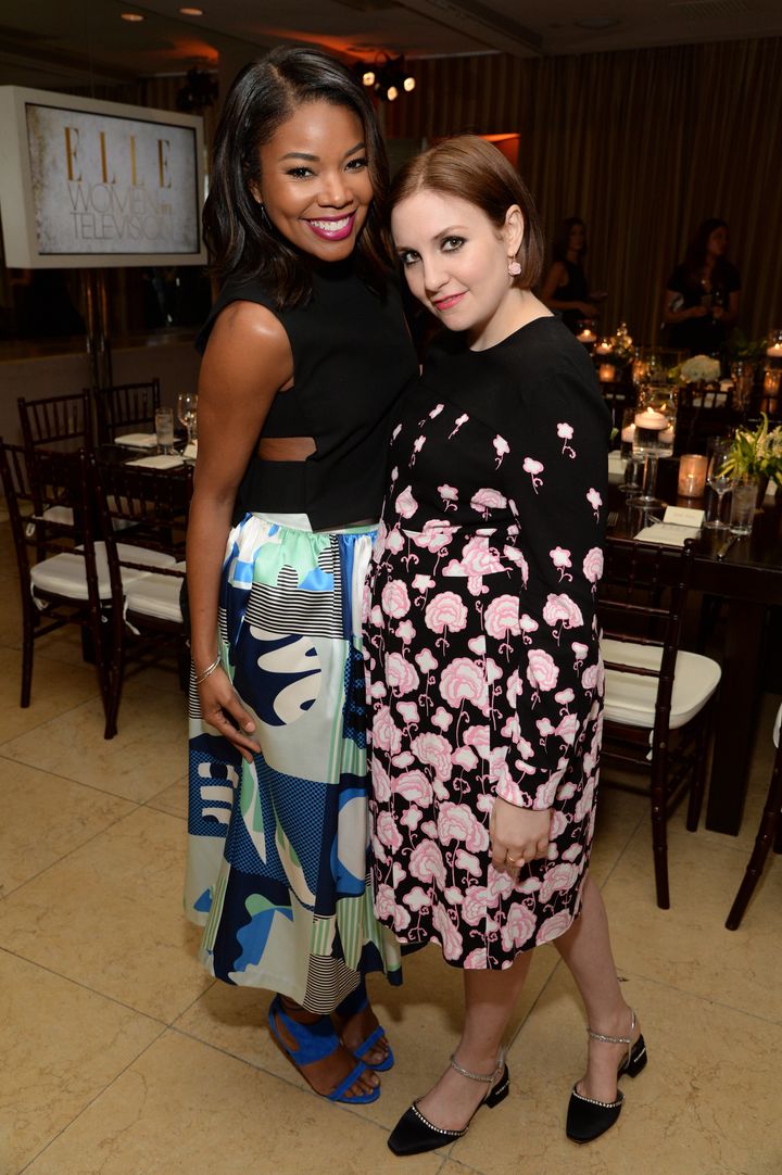 Gabrielle Union and Lena Dunham pose together at ELLE's Annual Women in Television Celebration in January. 