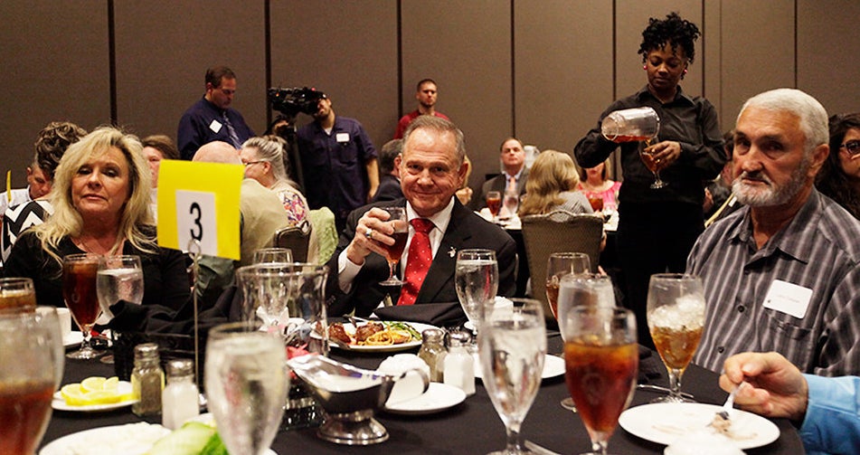 Judge Roy Moore smiles during an event in Alabama titled "Freedom Gala: A Celebration of Freedom." Even there, Alabamians did