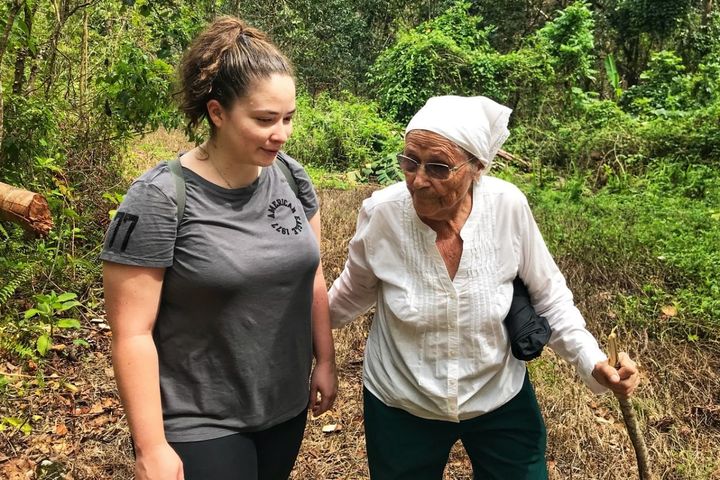 Megan Vazquez and her grandmother, Mercedes Mercado, survey the damage from Hurricane Maria to Mercados farm in Hatillo Puerto Rico.