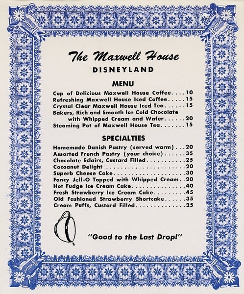 The Maxwell House Restaurant Menu
