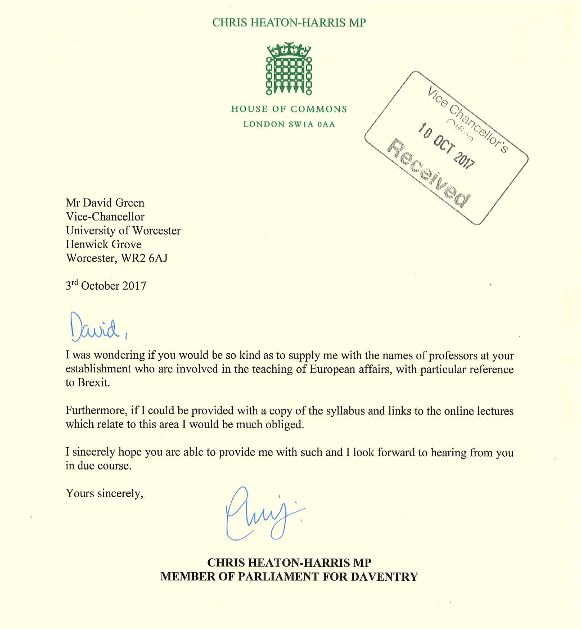 <strong>Chris Heaton-Harris' letter</strong>