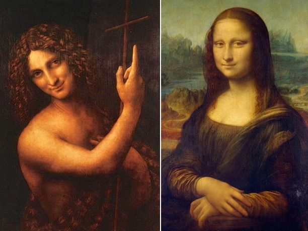 (Details) St. John the Baptist (1513–1516) & Mona Lisa (1503–06).