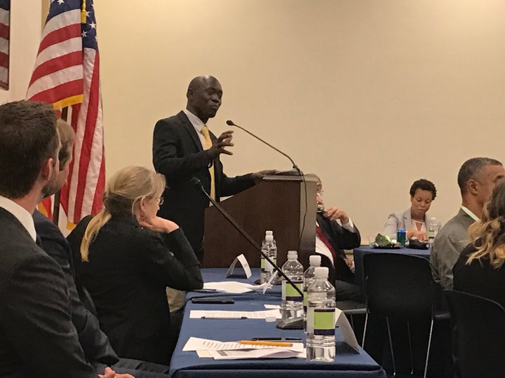 <p>Thomas Awiapo in Washington DC speaking at an event set up by CRS and the House Hunger Caucus. Thomas spoke to members of Congress advocating for school lunches for children around the world. </p>
