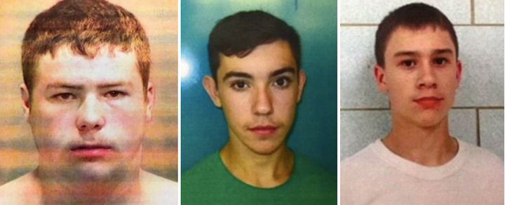 From left: Kyle Anger, 17, Mikadyn Payne, 16, and Mark Sekelsky, 16, could face life behind bars.