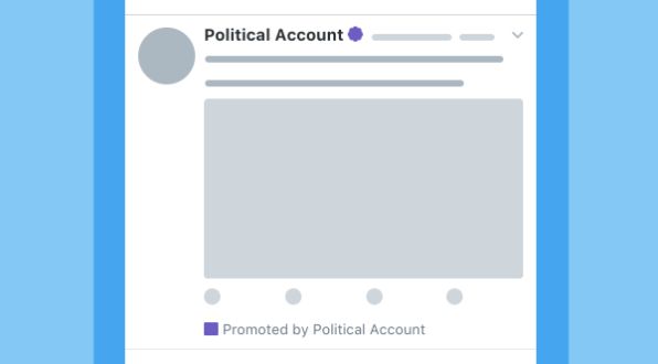 Twitter is considering using badges -- purple in this example -- to more clearly identify political ads on the network.