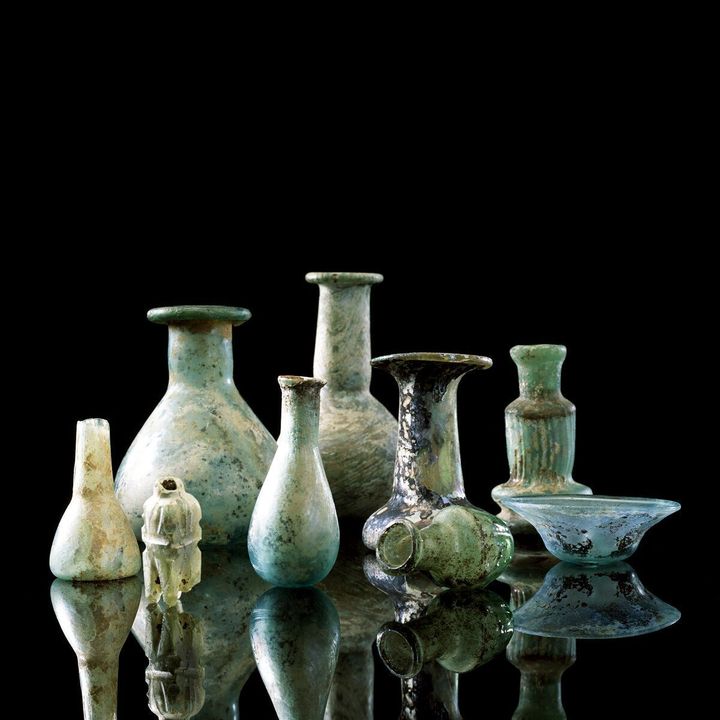 Roman glass from 100 BC to AD 400: some of the earliest examples of handblown glass.