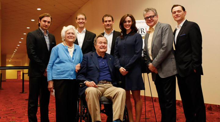 Lind, center, said the former president "touched" her twice during this photo opp and that former first lady Barbara Bush was aware.