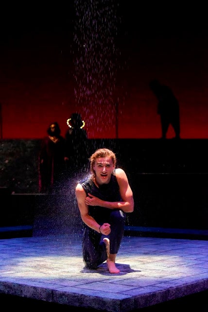 Orpheus (Zac Nachbar-Seckel) grieves the death of his new bride Eurydice in a scene from <strong><em>Metamorphoses</em></stro