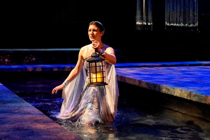 Alcyone (Peyton Victoria) searches for her lost love, Ceyx, in a scene from Metamorphoses