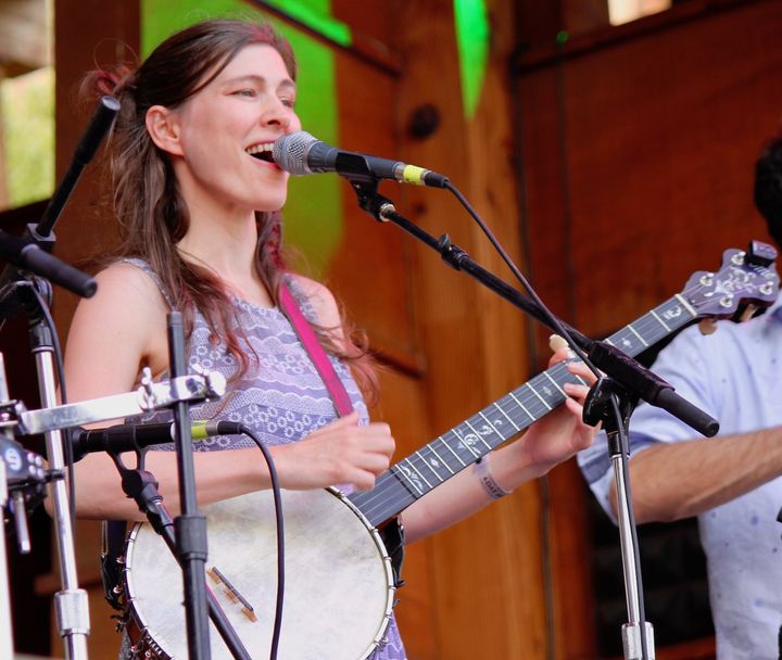 Ruth Moody of the Wailin’ Jennys plays the banjo at the Rocky Mountain Folks Festival in August. 