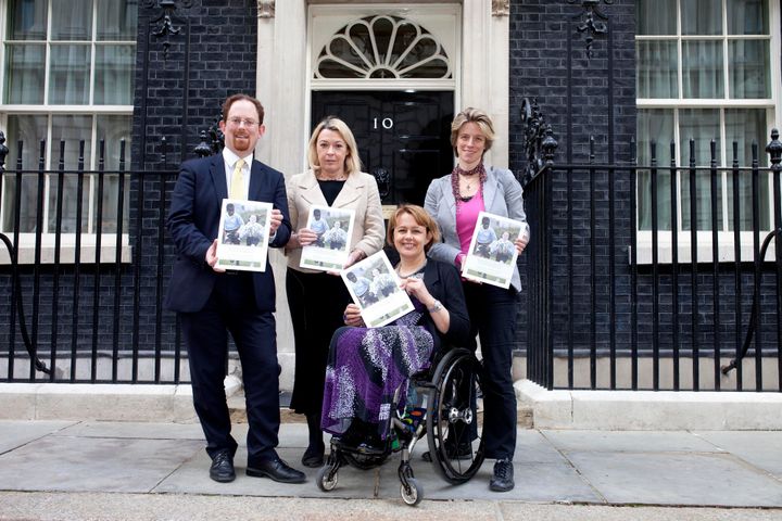 (From left) Julian Huppert MP, Barbara Keeley MP, Crossbench Peer Tanni Grey-Thompson, Charlotte Leslie MP at 10 Downing Street in central London. 