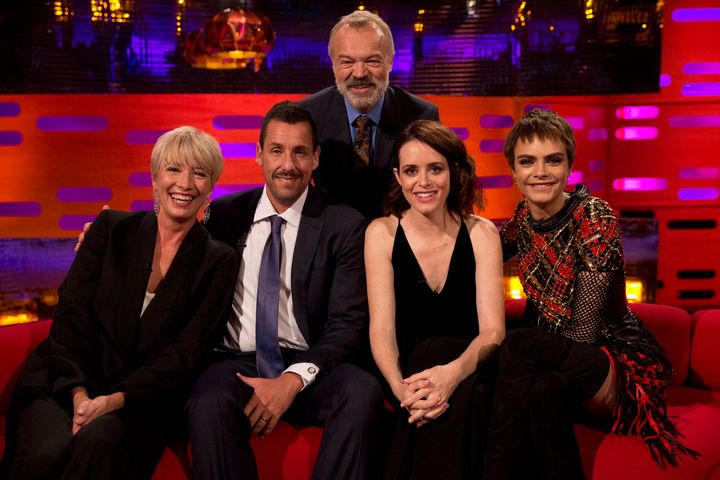 Emma appeared on the show with Adam Sandler, Claire Foy and Cara Delevingne.