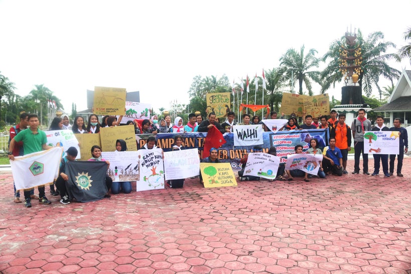 Activists from WALHI celebrating their anniversary