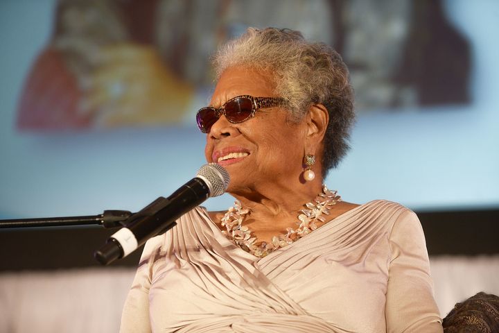 The monuments were stolen from a park in Stamps, Arkansas, that had been dedicated to the late author and poet, Maya Angelou, seen here in 2014.