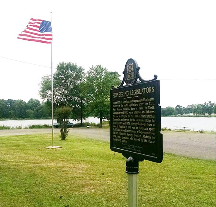 This bronze marker that recognized the lives of three African American legislators was stolen from a park in Stamps, Arkansas, last month, police said.