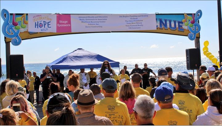 Alicia Cook speaking at the Celebration of HOPE walk in Seaside Hts, NJ. Over 2,000 people attended this awareness and recovery event.