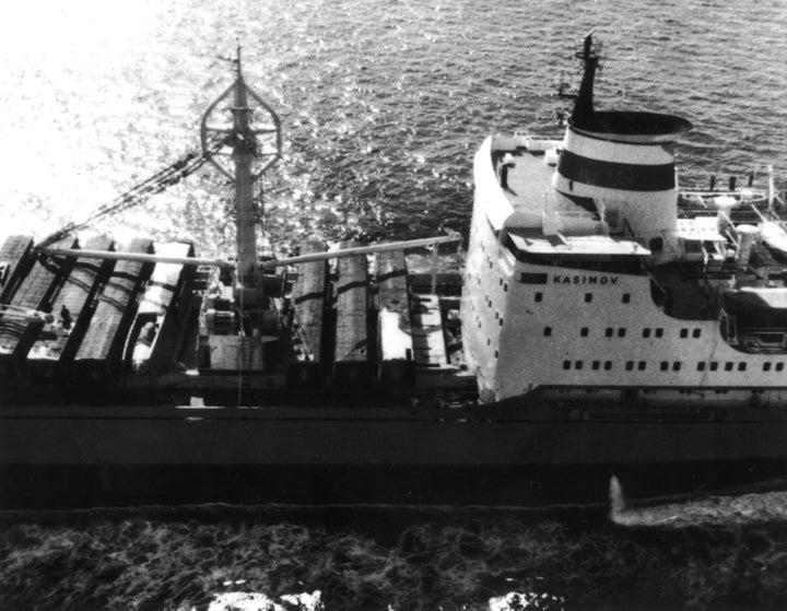 Soviet ship 'Kasimov', 1962-1963, Cuba, Photograph U.S. Air Force.